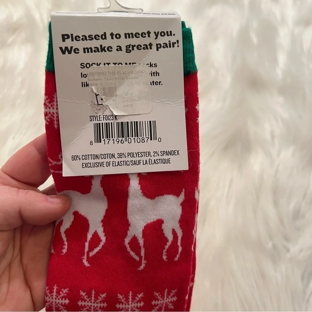 Sock it to Me Women's Knee High Tacky Holiday Sweater Socks Christmas Red Green